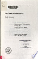Scientific cooperation, earth sciences : memorandum of understanding between the United States of America and Namibia, signed at Reston and Windhoek July 27 and August 23, 1995.