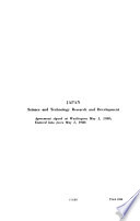 Science and technology research and development : agreement between the United States of America and Japan, signed at Washington May 1, 1980.