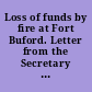 Loss of funds by fire at Fort Buford. Letter from the Secretary of War, relative to the loss of government funds by fire at Fort Buford. January 24, 1872. -- Referred to the Committee on Military Affairs and ordered to be printed.