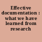 Effective documentation : what we have learned from research /