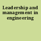 Leadership and management in engineering