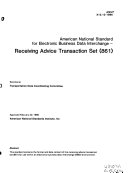 American national standard for electronic business data interchange : receiving advice transaction set (861) /