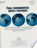 Final environmental impact statement on a proposed nuclear weapons nonproliferation policy concerning foreign research reactor spent nuclear fuel.