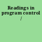 Readings in program control /