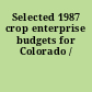 Selected 1987 crop enterprise budgets for Colorado /