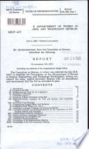 Commission on the Advancement of Women in Science, Engineering, and Technology Development Act : report (to accompany H.R. 3007) (including cost estimate of the Congressional Budget Office)