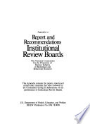 Appendix to Report and recommendations : institutional review boards.