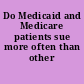 Do Medicaid and Medicare patients sue more often than other patients.