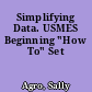 Simplifying Data. USMES Beginning "How To" Set