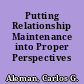 Putting Relationship Maintenance into Proper Perspectives
