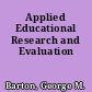 Applied Educational Research and Evaluation