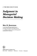 Judgment in managerial decision making /