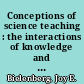 Conceptions of science teaching : the interactions of knowledge and beliefs with practice /