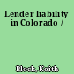 Lender liability in Colorado /