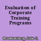 Evaluation of Corporate Training Programs