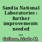 Sandia National Laboratories : further improvements needed to strengthen controls over the purchase card program.