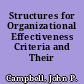 Structures for Organizational Effectiveness Criteria and Their Implications
