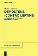 Demostene, "contro leptine" : introduzione, traduzione e commento storico /
