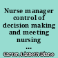 Nurse manager control of decision making and meeting nursing standards in Colorado nursing homes /