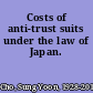 Costs of anti-trust suits under the law of Japan.