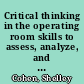 Critical thinking in the operating room skills to assess, analyze, and act /