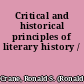 Critical and historical principles of literary history /