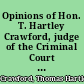 Opinions of Hon. T. Hartley Crawford, judge of the Criminal Court of the District of Columbia