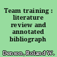 Team training : literature review and annotated bibliograph /