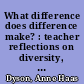 What difference does difference make? : teacher reflections on diversity, literacy, and the urban primary school /