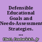 Defensible Educational Goals and Needs-Assessment Strategies. Studies in Evaluation and Decision Making. Work Unit 3 Philosophic Inquiry into Evaluation /