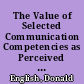 The Value of Selected Communication Competencies as Perceived by College of Business Deans and Human Resource Managers