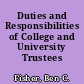 Duties and Responsibilities of College and University Trustees