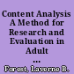 Content Analysis A Method for Research and Evaluation in Adult Education /