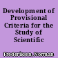 Development of Provisional Criteria for the Study of Scientific Creativity