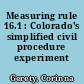 Measuring rule 16.1 : Colorado's simplified civil procedure experiment /