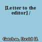 [Letter to the editor] /