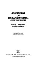 Assessment of organizational effectiveness : issues, analysis, and readings.