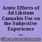 Acute Effects of Ad Libitum Cannabis Use on the Subjective Experience of Aerobic Exercise: Empirical Exploration of a New "Runner's High" /
