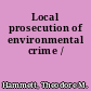 Local prosecution of environmental crime /