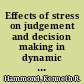 Effects of stress on judgement and decision making in dynamic tasks /