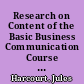 Research on Content of the Basic Business Communication Course (and Related Issues)