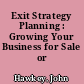 Exit Strategy Planning : Growing Your Business for Sale or Succession.
