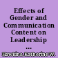 Effects of Gender and Communication Content on Leadership Emergence in Small Task-Oriented Groups