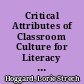 Critical Attributes of Classroom Culture for Literacy Development of English Language Learners