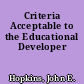 Criteria Acceptable to the Educational Developer