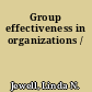 Group effectiveness in organizations /