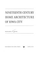 Nineteenth century home architecture of Iowa City /