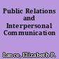 Public Relations and Interpersonal Communication