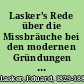 Lasker's Rede über die Missbräuche bei den modernen Gründungen : gehalten im Reichstage am 4. April 1873.
