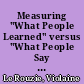 Measuring "What People Learned" versus "What People Say They Learned" Does the Difference Matter? /